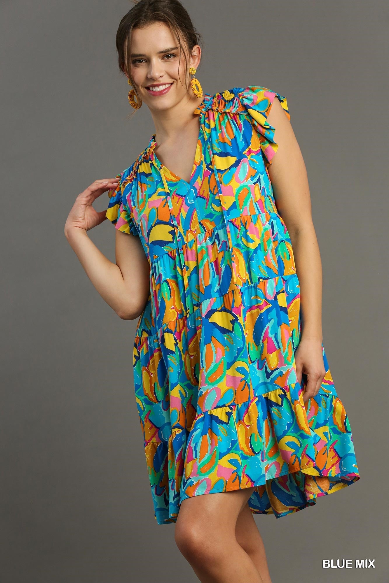 2012- Blue Mix Abstract A-Line Dress