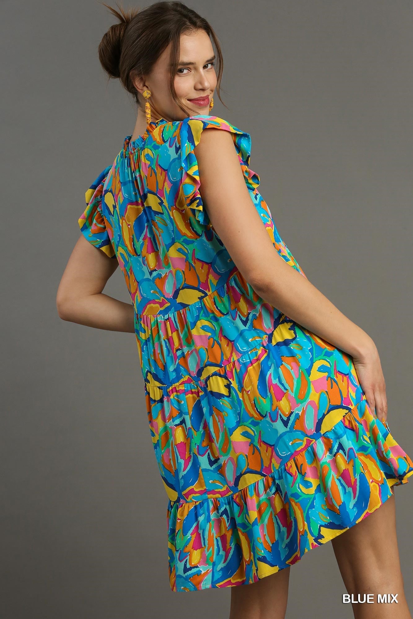 2012- Blue Mix Abstract A-Line Dress