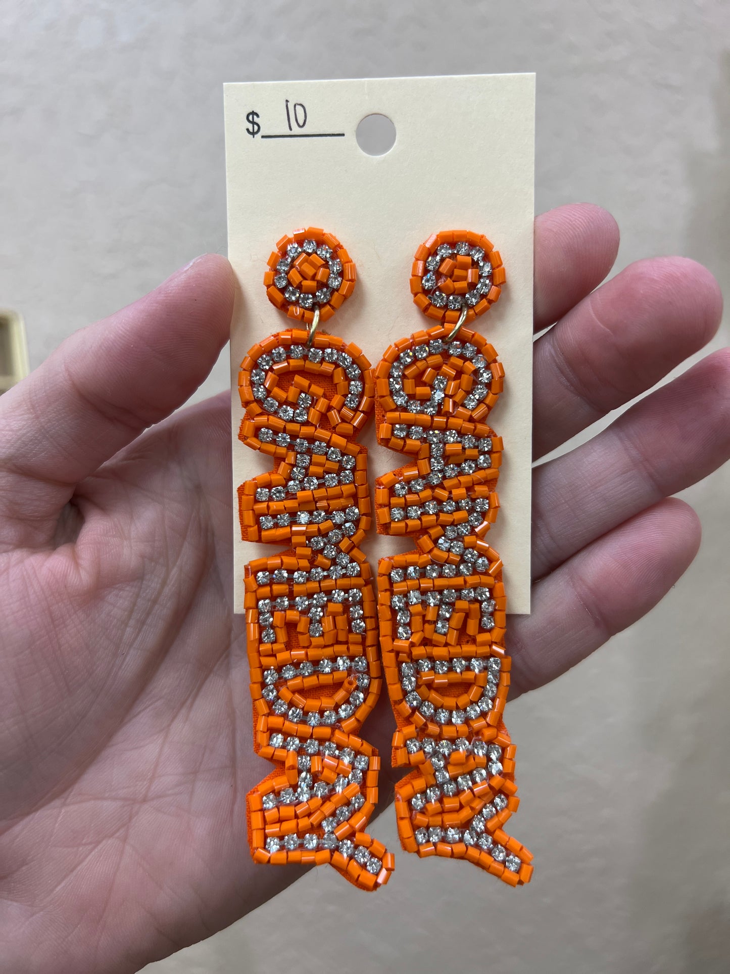 3309- Beaded Game Day Orange Earrings *TN COLLECTION*