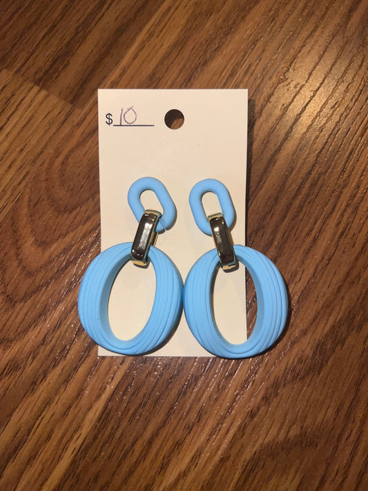 3207- Light Blue Clay Hoop Earrings