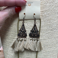 777- Triangle Fringe Necklace w/ Beaded Detail