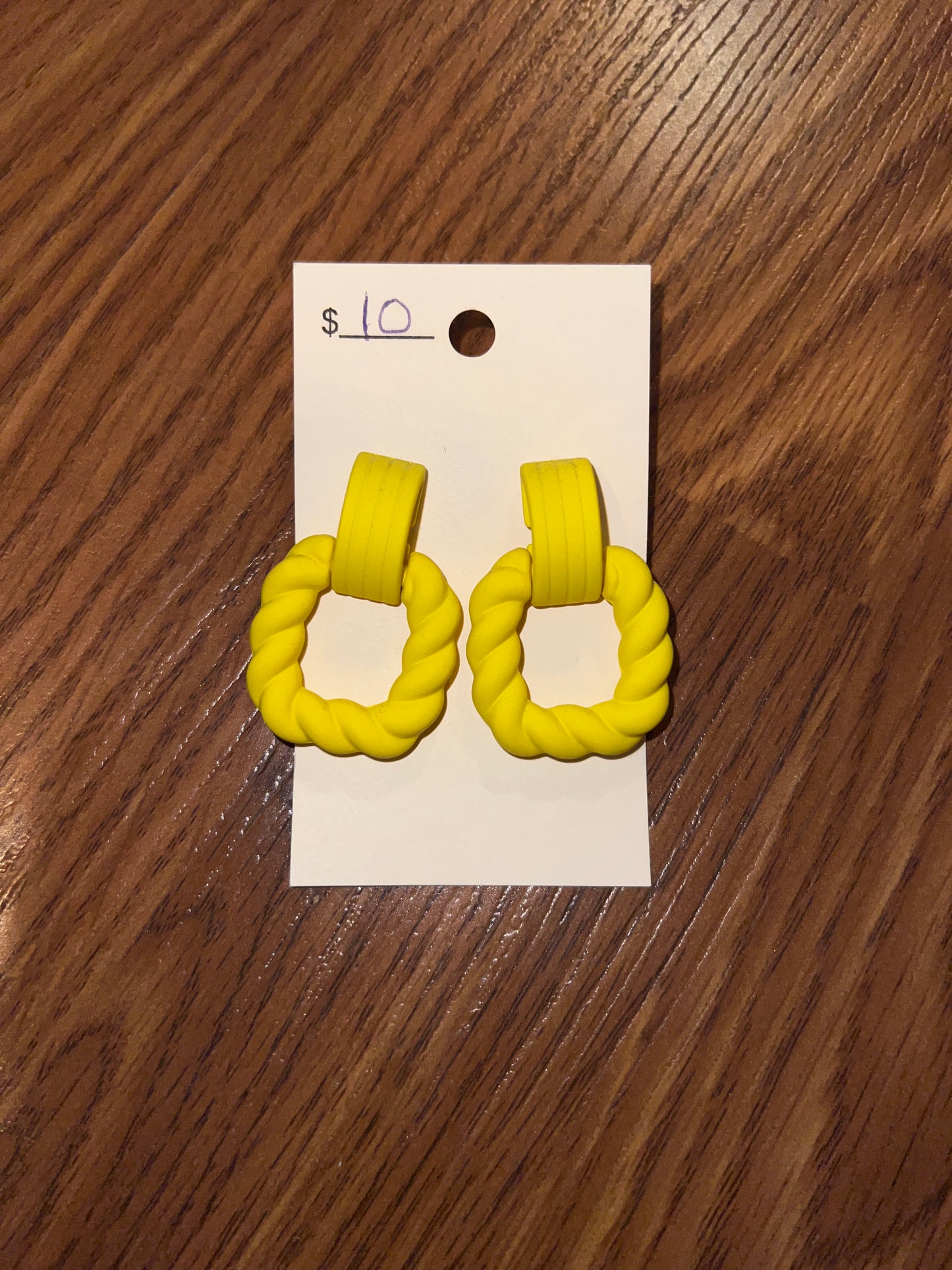 3100- Yellow Rope Clay Stud Earrings