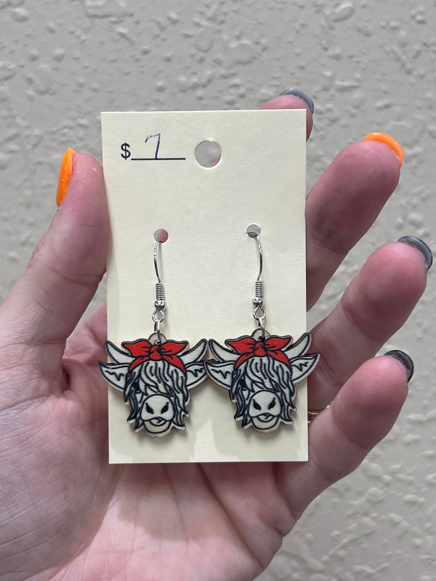 2863- Highland Cow Wooden Earrings