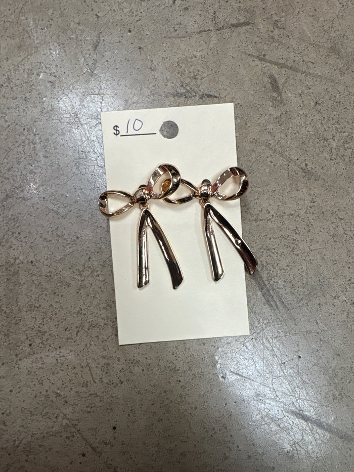 Gold Bow Post Back Earrings