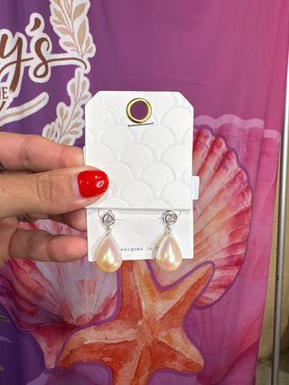 Pearl Drop Earrings - Silver