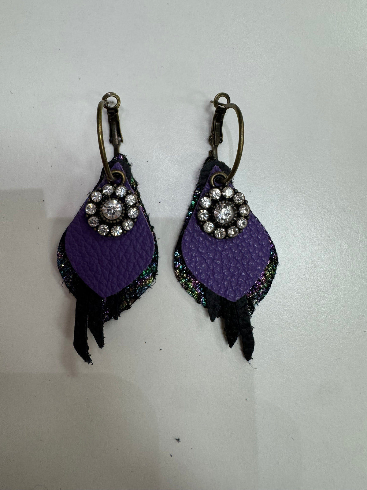 Black Mingles, Black, Purple Layered Hoop Earrings