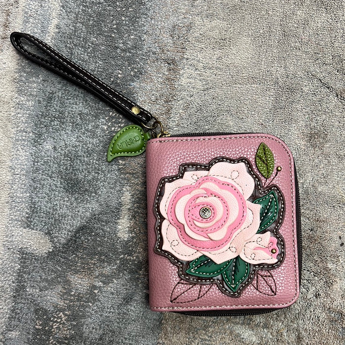 2117- Rose Zip Around Wallet *CHALA*