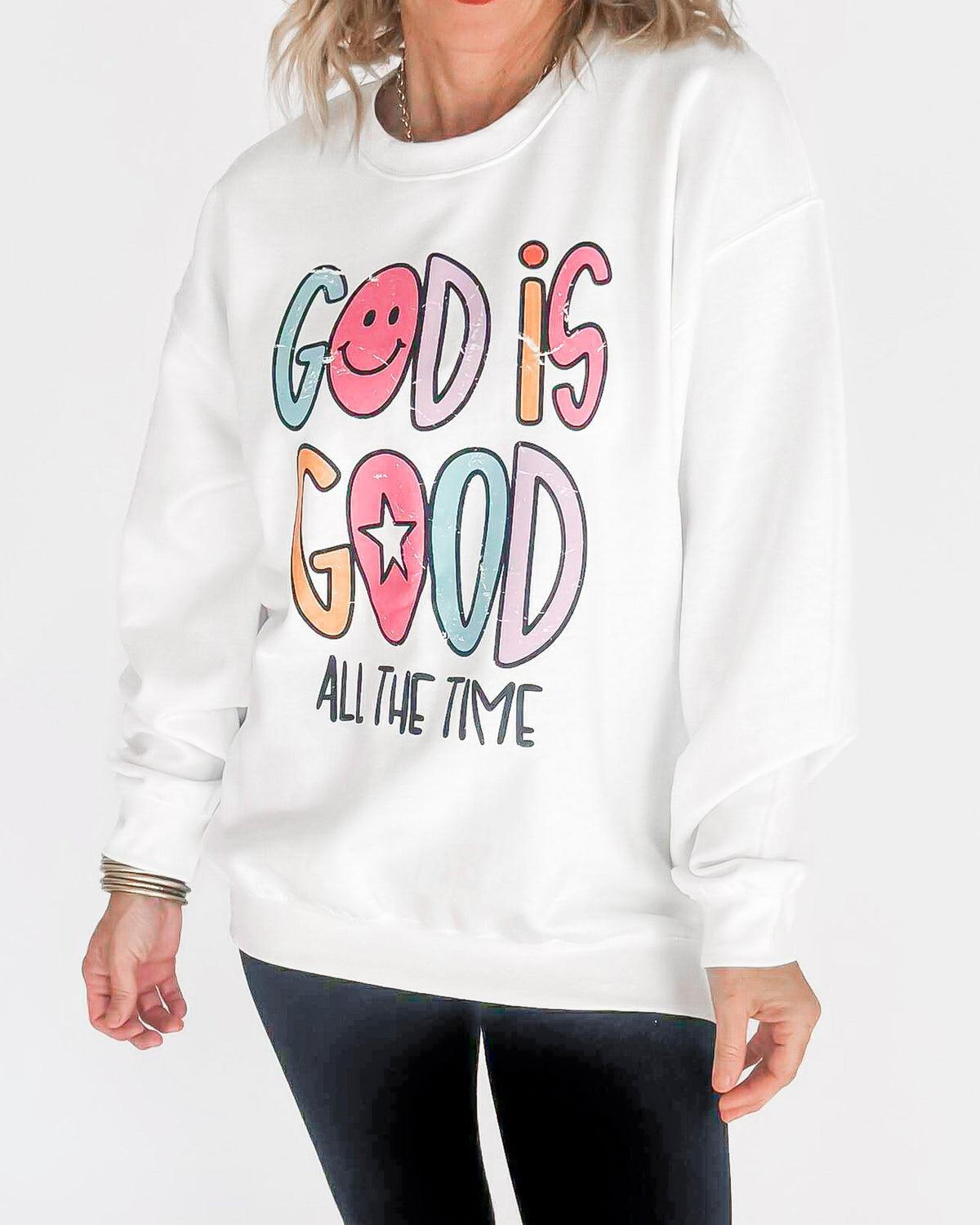 God Is Good All the Time Crew Neck Graphic Sweatshirt