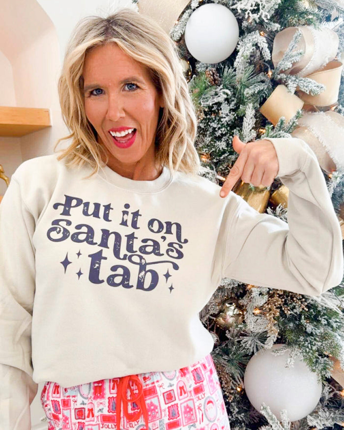 Put it On Santa's Tab Crewneck Graphic Sweatshirt - DEAL