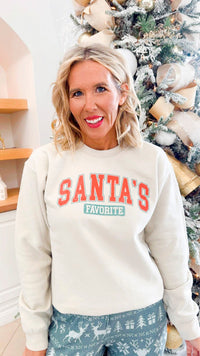 Santa's Favorite Crewneck Graphic Sweatshirt - DEAL