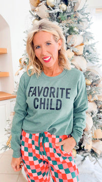 Heather Green Favorite Child Crewneck Graphic Sweatshirt - DEAL