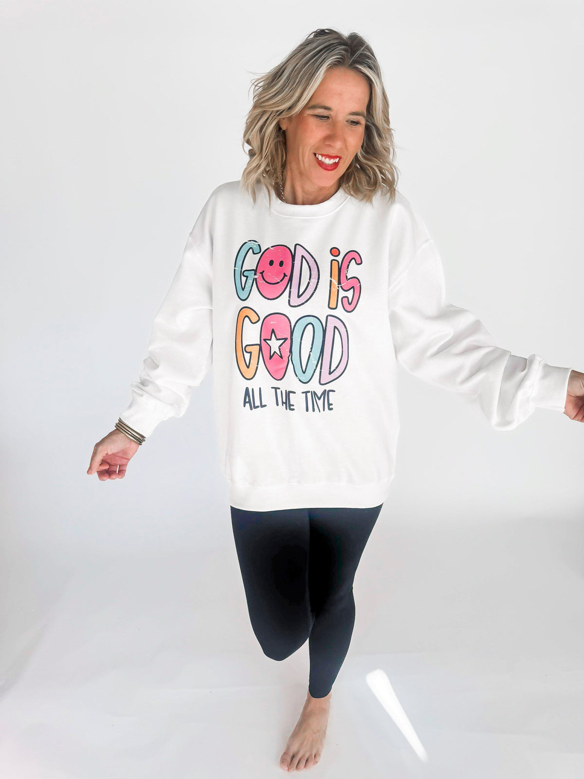 God Is Good All the Time Crew Neck Graphic Sweatshirt