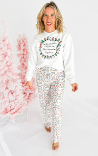 My Favorite Color is Christmas Lights Crew Neck Graphic Sweatshirt