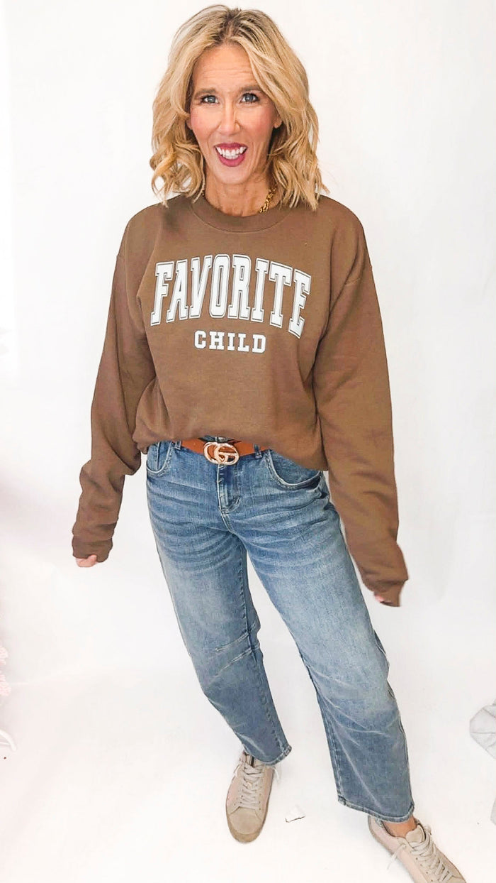 The Favorite Child Brown Crewneck Graphic Sweatshirt