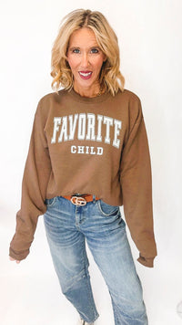The Favorite Child Brown Crewneck Graphic Sweatshirt