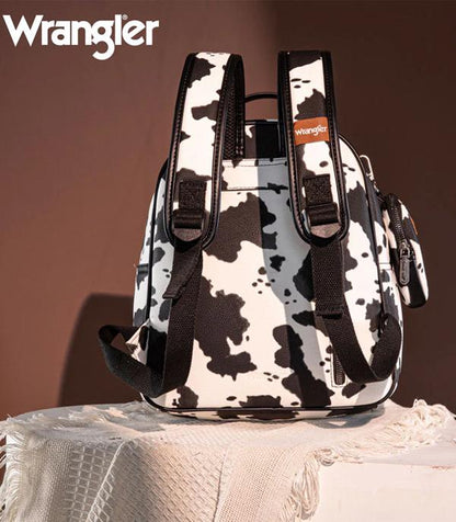 3544- Black Wrangler Cow Print Backpack Backpack