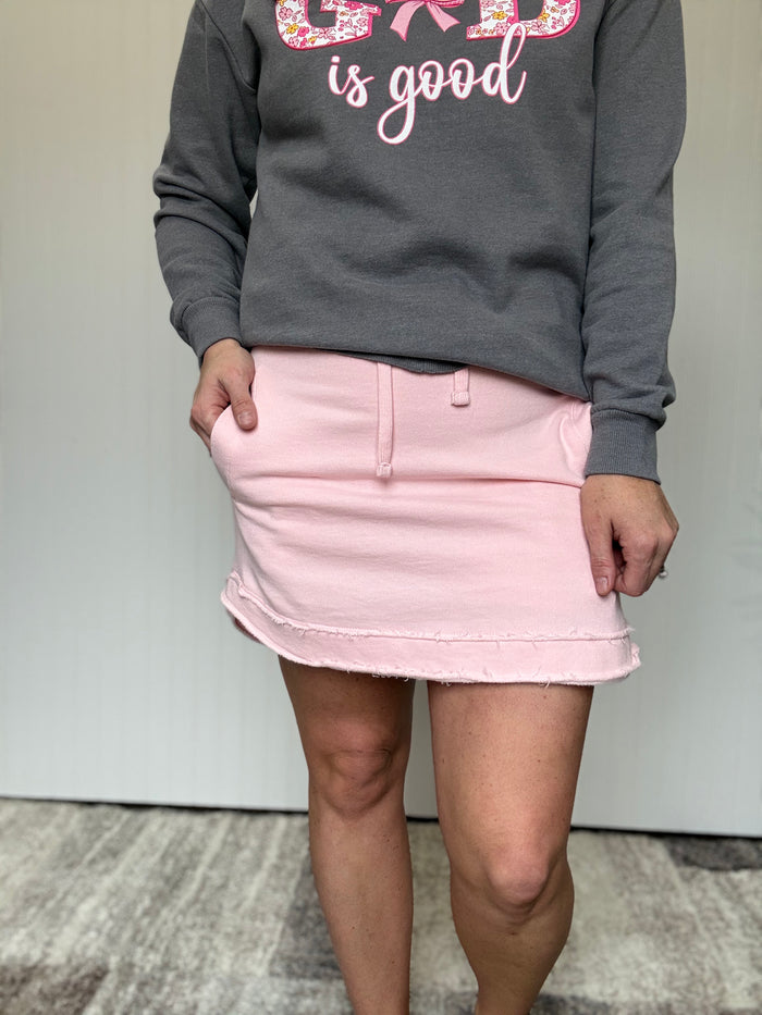 Beach Pink Melange Fleece Skort by Royce