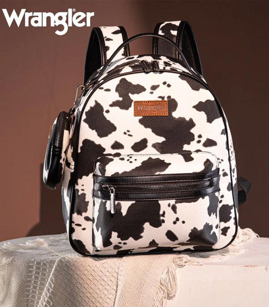 3544- Black Wrangler Cow Print Backpack Backpack