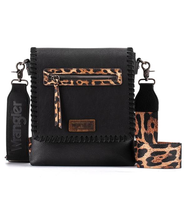 Black Leopard Print Conceal Carry Crossbody Bag by Wrangler