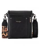 Black Leopard Print Conceal Carry Crossbody Bag by Wrangler