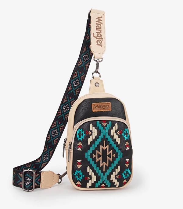 Black Wrangler Southwestern Embroidered Sling Bag