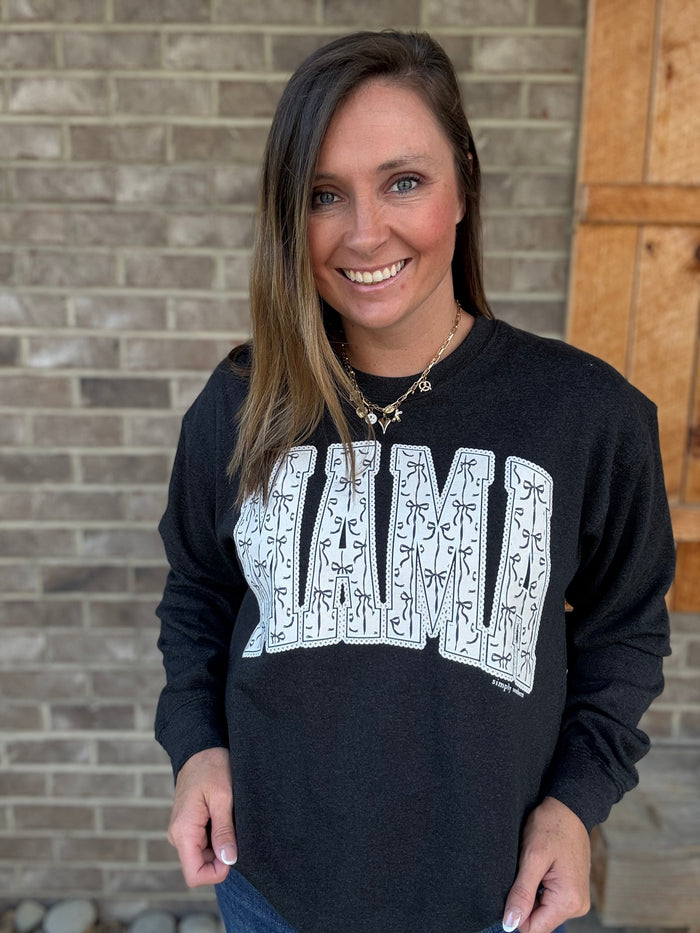 Black Mama Bow Graphic Crewneck Sweatshirt by Simply Southern