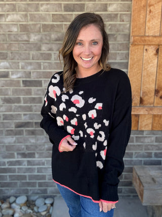 Black Multi-Color Leopard Sweater by Easel