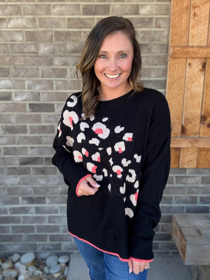 Black Multi-Color Leopard Sweater by Easel