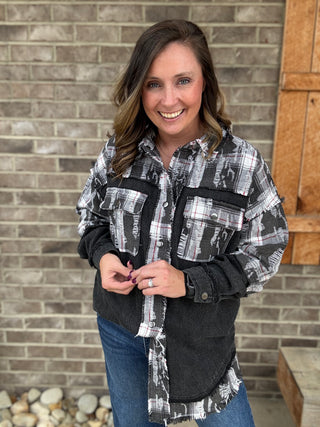 Black Washed Oversized Fit Snap Button Shirt by Oli & Hali