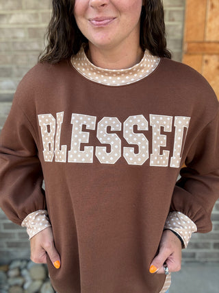 *PREORDER!* Blessed Polka Dot Embroidered Pullover *BRUMLEYS LABEL*