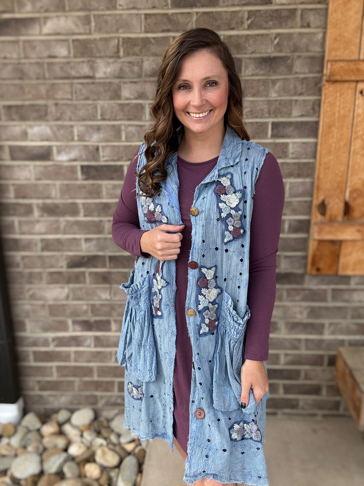 Blue Lace Vest by Paper Lace - One Size