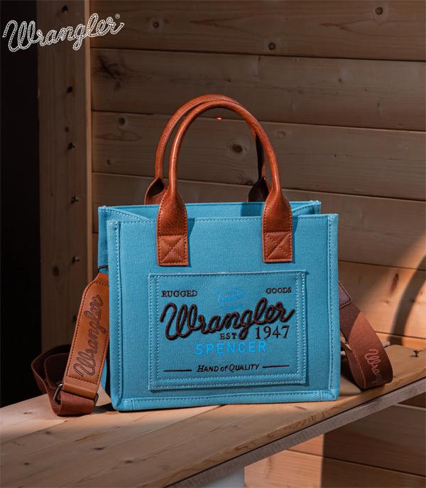 3784- Blue Vintage Wrangler Canvas Tote// Crossbody