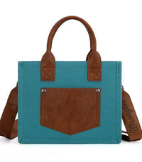 3784- Blue Vintage Wrangler Canvas Tote// Crossbody