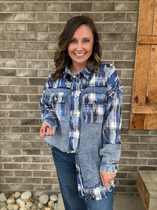 Blue Washed Oversized Fit Snap Button Shirt by Oli & Hali