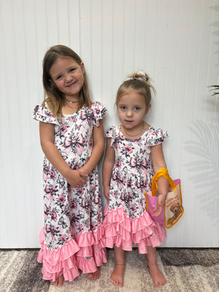 Blushing Butterfly Maxi Girls Dress by Clover Cottage
