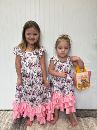 Blushing Butterfly Maxi Girls Dress by Clover Cottage