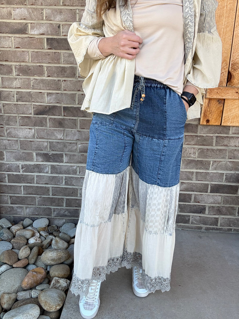 Boho Frill & Flow Kimono & Pant - SOLD AS SET : LATTE