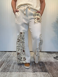Boho Floral Patch Double Gauze Relaxed Pants by POL