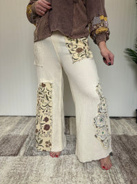 Boho Floral Patch Double Gauze Relaxed Pants by POL