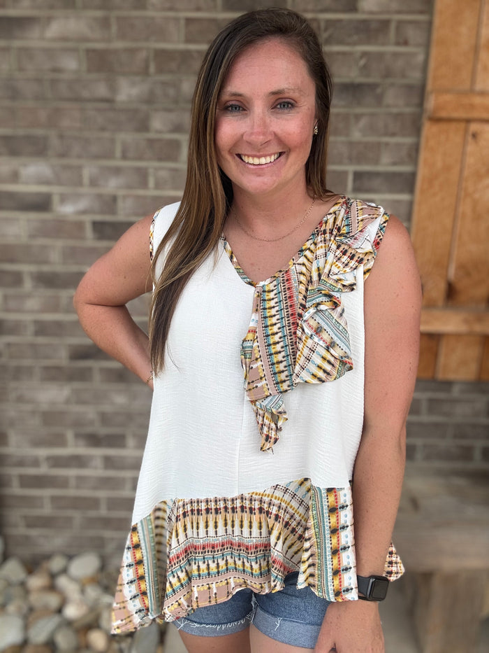 Boho Ruffle Patchwork Tank