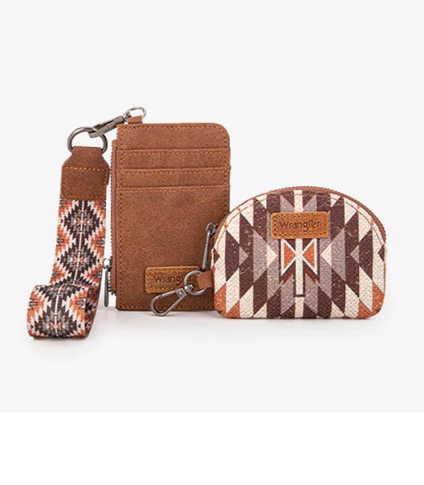 3793- Brown Aztec Wrangler Card ID Wallet with Coin Purse