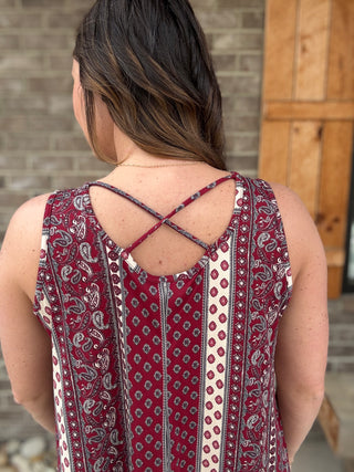 Burgundy Boho Tank Top
