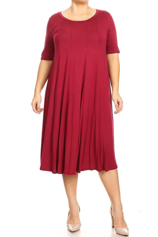 Burgundy Short Sleeve T-Shirt Dress