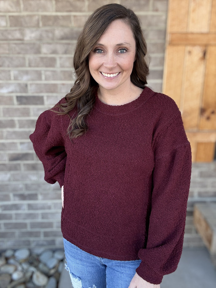 20514- Burgundy Textured Knit Sweater