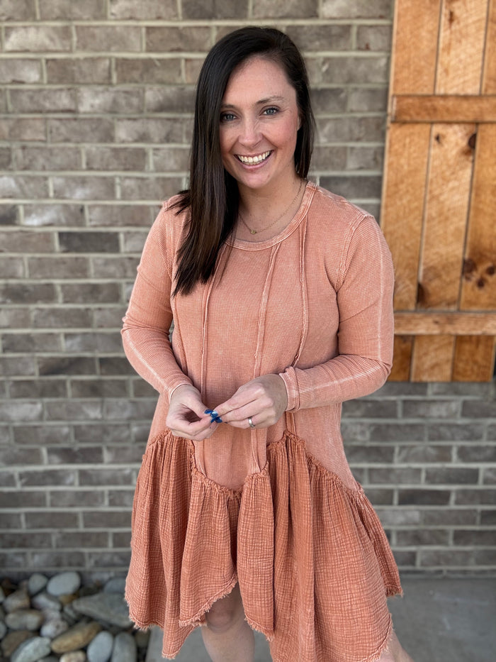 Butterscotch Mineral Washed Raw Hem Tunic by J. Her