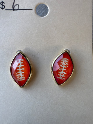 Football Orange Stud Earrings