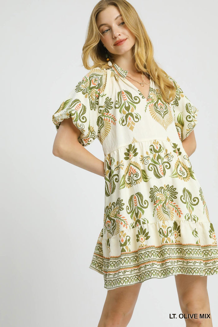Boho Breeze Light Olive Mix Dress by Umgee