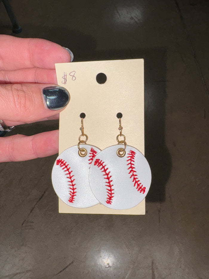 Game Day Leather Baseball Earrings