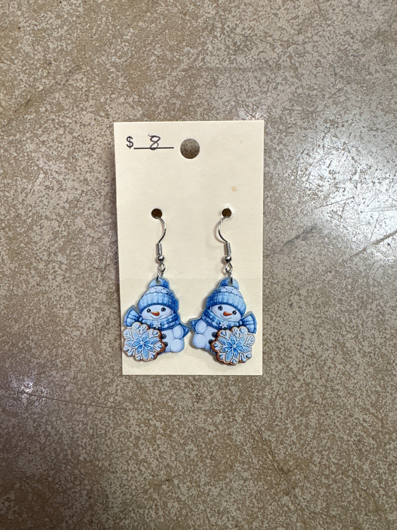 8468- Blue Snowman Earrings