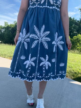 Navy Embroidered Dress by Simply Southern